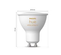 Philips Hue - Bombilla LED Inteligente, GU10, Luz Blanca de Cálida a Fría, 4.2W 400 lúmens, Compatible con Alexa y Google Home - Pack de 3 Bombillas LED inteligentes
