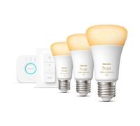 Philips Hue White Ambiance Kit 3 Bombillas LED Inteligentes E27 8W Luz Blanca Cálida a Fría + Hue Bridge + Interruptor