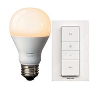 Philips Hue White - Bombilla LED individual (1 x 9.5 W, E27, iluminación conectada, luz blanca cálida regulable, compatible con Apple Homekit y Google Home, mando / interruptor incluido)