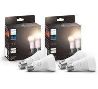 PhilipsHueWhite E27-Bombillas inteligentes LED,Pack x4un,1055lm,luz blanca cálida,regulable,controlable mediante aplicación,compatible con Amazon Alexa(Echo, Echo Dot)[Clase eficiencia energética F]