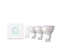 Philips Hue White & Color Ambiance Kit De Inicio: 3 Focos Inteligentes Gu10 + Regulador De Intensidad