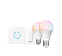 Philips Hue White & Color Ambiance Starter kit Essential: 2 bombillas inteligentes E27 (806 lm) + regulador de intensidad