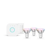 Philips Hue White & Color Ambiance Starter Kit Essential: 3 Bombillas Inteligentes Gu10 (345 Lm) + Regulador De Intensidad