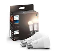 Philips Hue White E27 LED bulb, 1100lm, warm white, dimmable, controllable via app, compatible with Amazon Alexa (Echo, Echo Dot), pack of 2, old generation