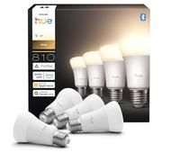 Philips Hue White E27 LED bulb, 810 lm, warm white, dimmable, controllable via app, compatible with Amazon Alexa (Echo, Echo Dot), 4-pack, new generation
