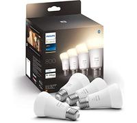 Philips Hue - Bombilla LED Inteligente, A60 E27, Luz Blanca Cálida Regulable, 9W, Compatible con Alexa y Google Home - Pack de 4 Bombillas LED Inteligentes