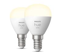 Philips Hue - Bombilla LED Inteligente, E14, Esférica pequeña, Luz cálida regulable, 5.7W 470 Lumens, Compatible con Alexa y Google Home - Pack de 2 Bombillas LED inteligentes