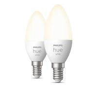 Philips Hue White Pack 2 Bombillas LED Inteligentes Vela E14 5.5W Luz Blanca Cálida
