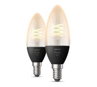 Philips Hue White Pack 2 Bombillas LED Inteligentes Vela Filamento 4.5W E14 Luz Blanca Cálida
