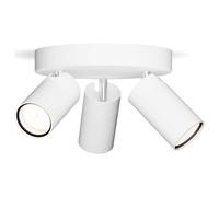 Philips Idris Lámpara con 3 Focos LED de Techo o Pared Sin Bombilla, Blanco | Resistente a la Humedad, Montaje Fácil ClickFix, Cabezal de Foco Ajustable, Ideal para Cuartos de Baño, Terrazas y Cocinas