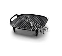 Kit de accesorios grill para Philips Airfryer XXL, placa grill antiadherente, accesorio de doble capa, 6 brochetas, apto para lavavajillas, App de recetas HomeID, negro (HD9959/00)