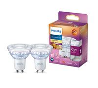 Philips - Bombilla LED cristal 50W GU10 reproducción cromática 90 luz blanca cálida 36º apertura, regulable pack 2