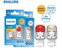 Philips-Lámpara LED W21W WY21W 7440 T20 Ultinon Pro6000, luz de marcha atrás con señal de giro automática de un contacto, Color blanco ámbar, sin errores, 11065, 2x