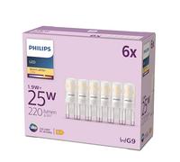 Philips LED Bombilla Cápsula G9 25 W, Luz Blanca Cálida 2700K, 220 lm, Vida útil de 15.000 horas, Pack de 6