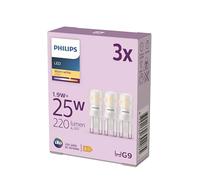 Philips LED Bombilla Cápsula G9 25 W, Luz Blanca Cálida 2700K, 220 lm, Vida útil de 15.000 horas, Pack de 3