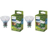 Philips LED Bombilla clásica, UltraEfficient, 50W, 485Lm, B35, GU10 2700K, vidrio esmerilado, regulable (Paquete de 2)