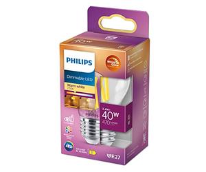 Philips LED - Bombilla LED Clásica Vela y Brillo, P45 E27, Luz Blanca Cálida Regulable, 40W