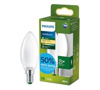 Philips LED Bombilla UltraEfficient Frosted B35 Candle, E14 Small Edison Screw, Clase energética A, 252 lm, 25 W equivalentes, blanco cálido (2700 K), EyeComfort, 50.000 horas, 1 ud
