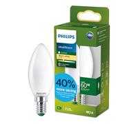 Philips LED Bombilla UltraEfficient Frosted B35 Candle, E14 Small Edison Screw, Clase energética A, 806 lm, 60 W equivalentes, blanco cálido (2700 K), EyeComfort, 50.000 horas, 1ud