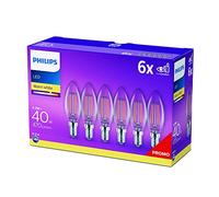 Philips LED Classic Bombilla E14, 4 W, Blanco Cálido, Pack 6un [Clase de eficiencia energética F]