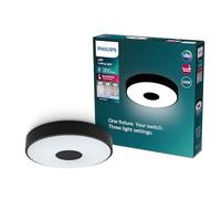 Philips LED Coiner Plafón de Techo, 24W, 2800 lm, Luz Blanca Fría 4000K, Protección IP20, SceneSwitch, Redondo, Color Negro