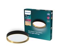 Philips Hanno - Plafond Techo con SceneSwitch, redondo, 24W, 2700Lm, 2700K, negro, IP20