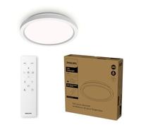Philips LED Luz de techo con mando a distancia, redonda, 30 cm, regulable, luz blanca sintonizable, salón, dormitorio, sin parpadeo ni deslumbramiento, diseño moderno, blanco