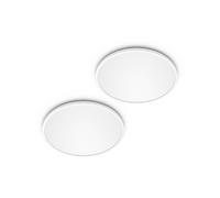 Philips LED SuperSlim, juego de 2, blanco, IP44, Ø 25 cm, 2700 K