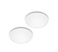 Philips LED SuperSlim, juego de 2, blanco, IP44, Ø 30 cm, 2700 K