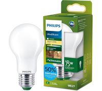 Philips LED UltraEfficient Bombilla A60 E27, 75W equivalentes, Luz Blanca Cálida 2700K, 1095lm, Regulable, EyeComfort, Vida útil de 50.000 horas, Clase energética A, Efecto Mate, 1ud