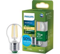 Philips LED UltraEfficient Bombilla de Filamento P45 E27, 35W equivalentes, Luz Blanca Cálida 2700K, 252lm, EyeComfort, Vida útil de 50.000 horas, Clase energética A, Transparente, 1 ud