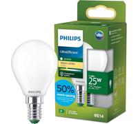 Philips LED UltraEfficient Bombilla P45 E14, 25W equivalentes, Luz Blanca Cálida 2700K, 252lm, EyeComfort, Vida útil de 50.000 horas, Clase energética A, Efecto Mate, 1 ud