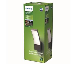 Philips Lighting - Aplique mural Splay, lámpara LED de exterior, color antracita, luz blanca neutra, 12W
