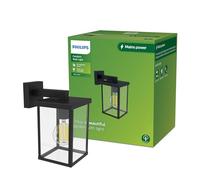 Philips Lighting: Aplique pared Exterior Bellini, formato cuadrangular, negro, max. 25W, resistente a intemperie IP44 (no incluye bombilla)