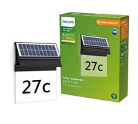 Philips Lighting - Aplique pared Exterior Enkara, alimentación solar, 0.2W, 2700K, negro, resistente a intemperie IP44