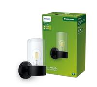 Philips Lighting - Aplique pared Exterior Flareon, formato redondo, negro, max. 25W, resistente a intemperie IP44 (no incluye bombilla)