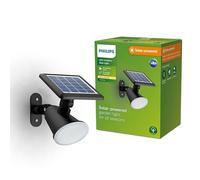 Philips Lighting: Aplique pared Exterior Jivix, alimentación solar, 1.4W, 2700K, negro, resistente a intemperie IP44