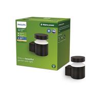 Philips Lighting: Aplique pared Exterior Laven, 6W, 2700K luz blanca cálida, negro, resistente a intemperie IP44
