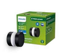 Philips Lighting: Aplique pared Exterior Laven, 6W, 4000K luz branca neutra, negro, resistente a intemperie IP44