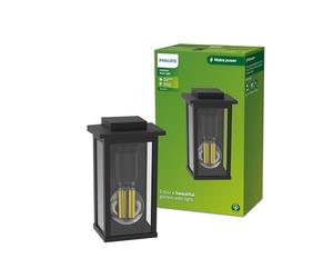 Philips Lighting: Aplique pared Exterior Mirth, formato cuadrangular, negro, max. 25W, resistente a intemperie IP44 (no incluye bombilla)