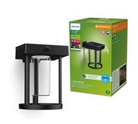 Philips lighting: Aplique pared Exterior Ultraeficiente Camill, alimentación solar, formato redondo, 1.4W, 3000K, negro, clear, sensor movimiento, resistente intemperie IP44