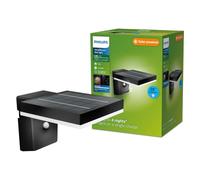 PHILIPS Lighting: Aplique pared Exterior Ultraeficiente Zonal, alimentación solar, formato cuadrado, 1.3W, 3000K, negro, sensor movimiento, resistente intemperie IP44, ahorra energia
