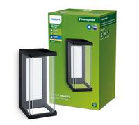 Philips Lighting - Aplique pared Exterior Ulyzo, 12W, 2700K luz branca cálida, negro, resistente a intemperie IP44