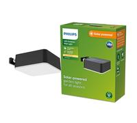 Philips Lighting - Aplique pared Exterior Vynce, alimentación solar, formato cuadrado, 1.5W, 2700K,negro, resistente a intemperie IP44