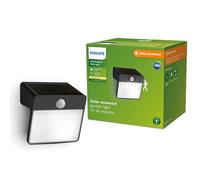Philips Lighting - Aplique pared Exterior Yarixa, alimentación solar, 2.2W, 2700K, negro, sensor movimiento, resistente a intemperie IP44