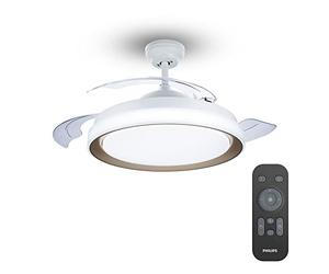 Philips Lighting Bliss Ventilador Techo con Luz LED y Mando 106cm Blanco/Dorado