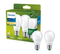 Philips Lighting Bombilla LED Ultraeficiente, 4 W Equivalente a 60 W, E27 A60, Luz Cálida 2700K nergética A, Pack 2 unidades
