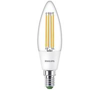 Philips Lighting - Bombilla Led Ultraeficiente filamento 2,3w (Eq. 40w) E14 vela, Luz Cálida (3000K) - Et. Energética A