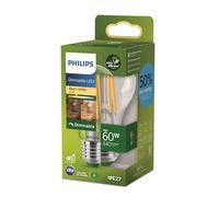 Philips Lighting - Bombilla Led Ultraeficiente filamento 4w (Eq. 60w) E27 A60, Luz Cálida (2700K) - Et. Energética A