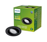 Philips Lighting - Foco Empotrado Exterior Fresco 4.6W, 2700K luz blanca cálida, negro, resistente a intemperie IP44